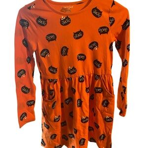 Cat & Jack Orange Dress with Black Cat Pattern